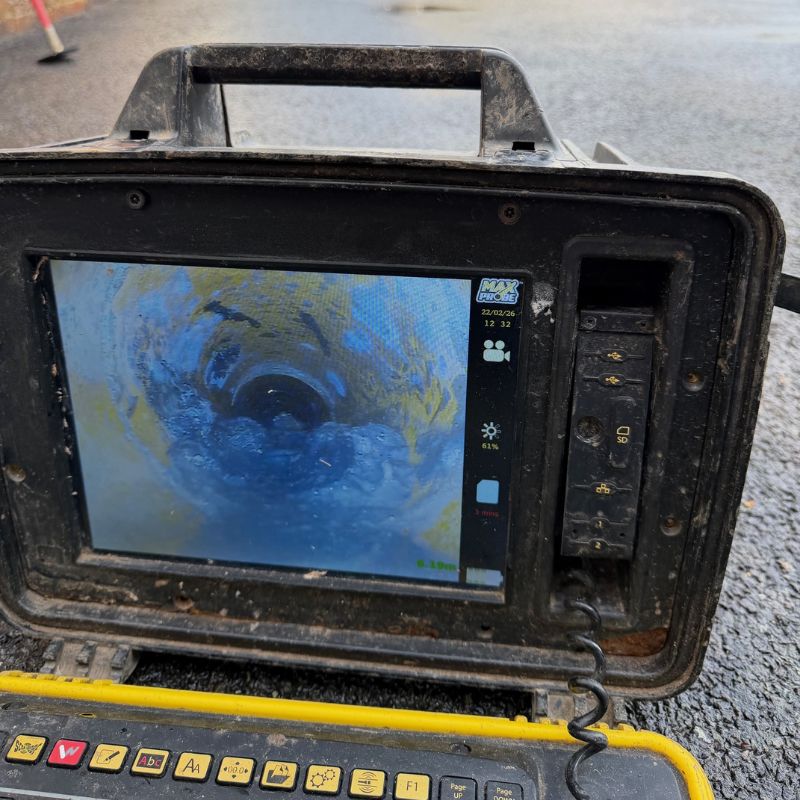 CCTV drain survey equipment in action